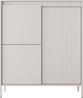 Hoge ladekast - 3 deuren - Metalen poten - Ruime planken - Beige kleur - 104 cm