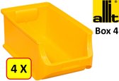4 x Magazijnbak - grijpbak - stapelbak Allit - ProfiPlus Box 4 - 5,8 L - PP - geel