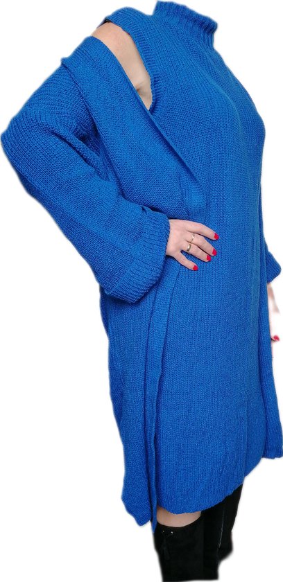 Femme - Set - Robe & Gilet - 2 Pièces - Robe sans manches - Gilet Manches Longues - Couleur Blauw - Taille 42 à 50