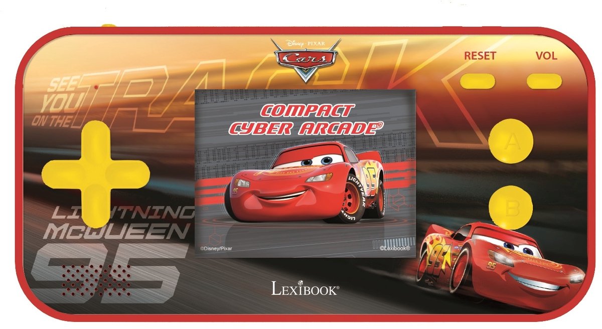 Lexibook Disney Cars Lighting McQueen compacte draagbare Cyber Arcade-gameconsole, 150 Games, LCD-scherm, Werkt op batterijen, rood, JL2367DC