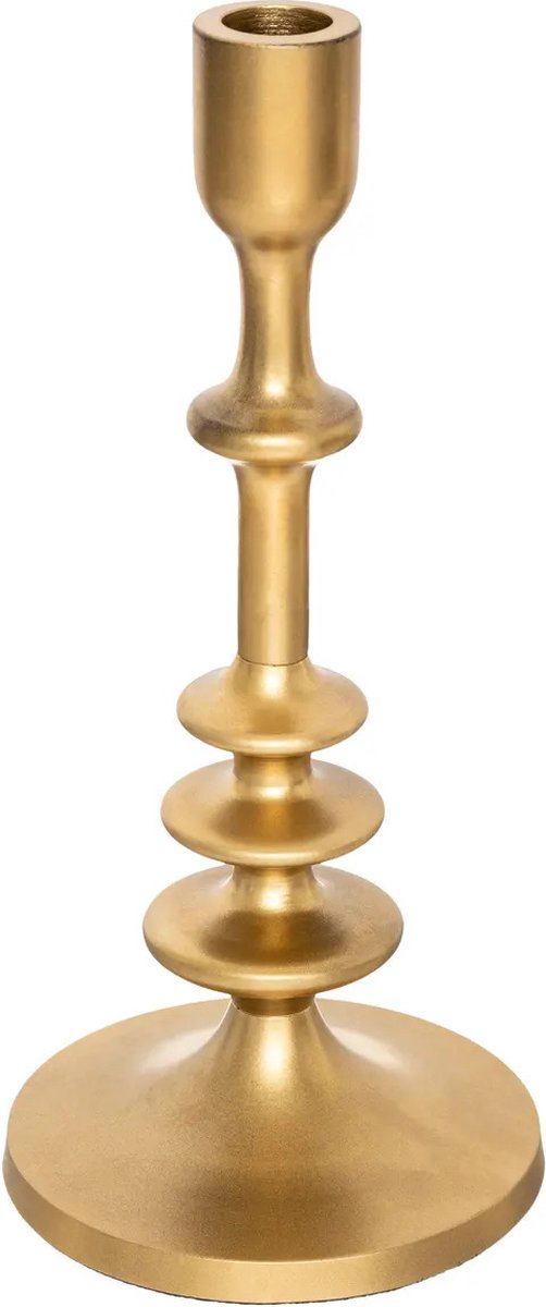 Atmosphera kaarsen kandelaar - decoratief metaal - dinerkaarsen - goud - D12 x H26 cm
