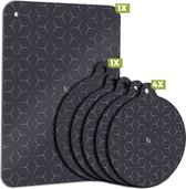 HI NATURE™ Inductie Beschermer set 6 Stuks - Inductie mat - Pannenonderzetter - Hittebestendig - Panbeschermers - Onderzetters Pannen - Inductie Afdekplaat - Afdekplaat Voor Kookplaat - Inductie Matjes - 100% BPA Vrie (Zwart)