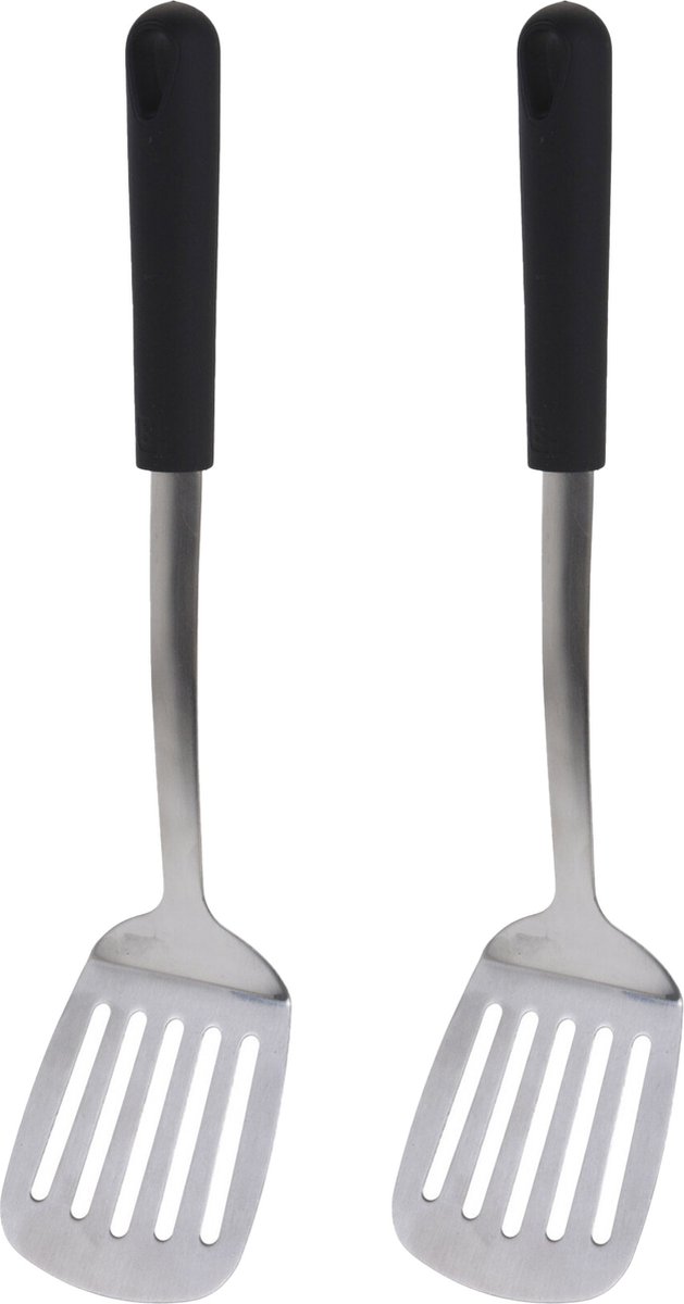 Excellent Houseware Bakspatel/bakspaan - 2x - zwart kunststof/rvs - 34 cm - Keukengerei