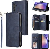 Telefoonhoesje geschikt voor Samsung Galaxy A55 - Portemonnee met rits - book-case hoesje - ruimte voor 9 pasjes - blauw
