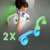 2 x Leren lezen fluister Telefoon - hulpmiddel leren lezen 1x Blauw 1x Groen- hulpmiddel leren lezen - spraaktherapie- uitspraak bevordering