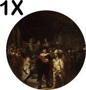 BWK Luxe Ronde Placemat - De Nachtwacht, Rembrandt van Rijn, 1642 - Set van 1 Placemats - 50x50 cm - 2 mm dik Vinyl - Anti Slip - Afneembaar