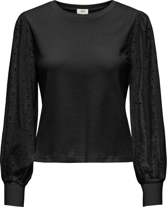 Jacqueline de Yong T-shirt Jdyelanor L/s Woven Sleeve Top Jrs 15317948 Black Dames Maat - XS