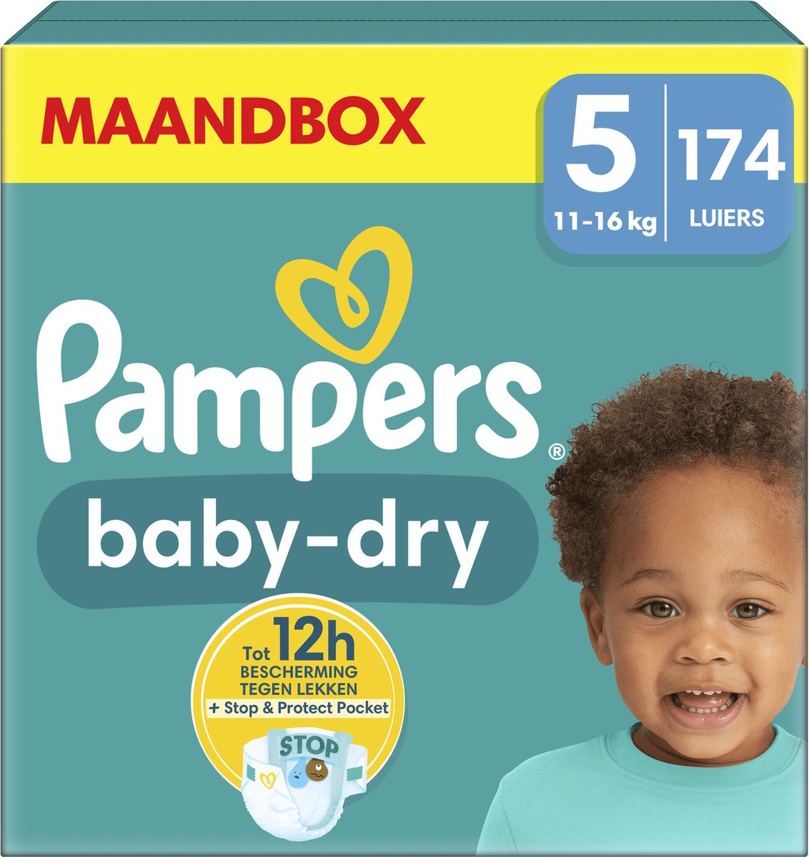 Pampers Baby-Dry - Maat 5 (11kg-16kg) - 174 Luiers - Maandbox - Pampers