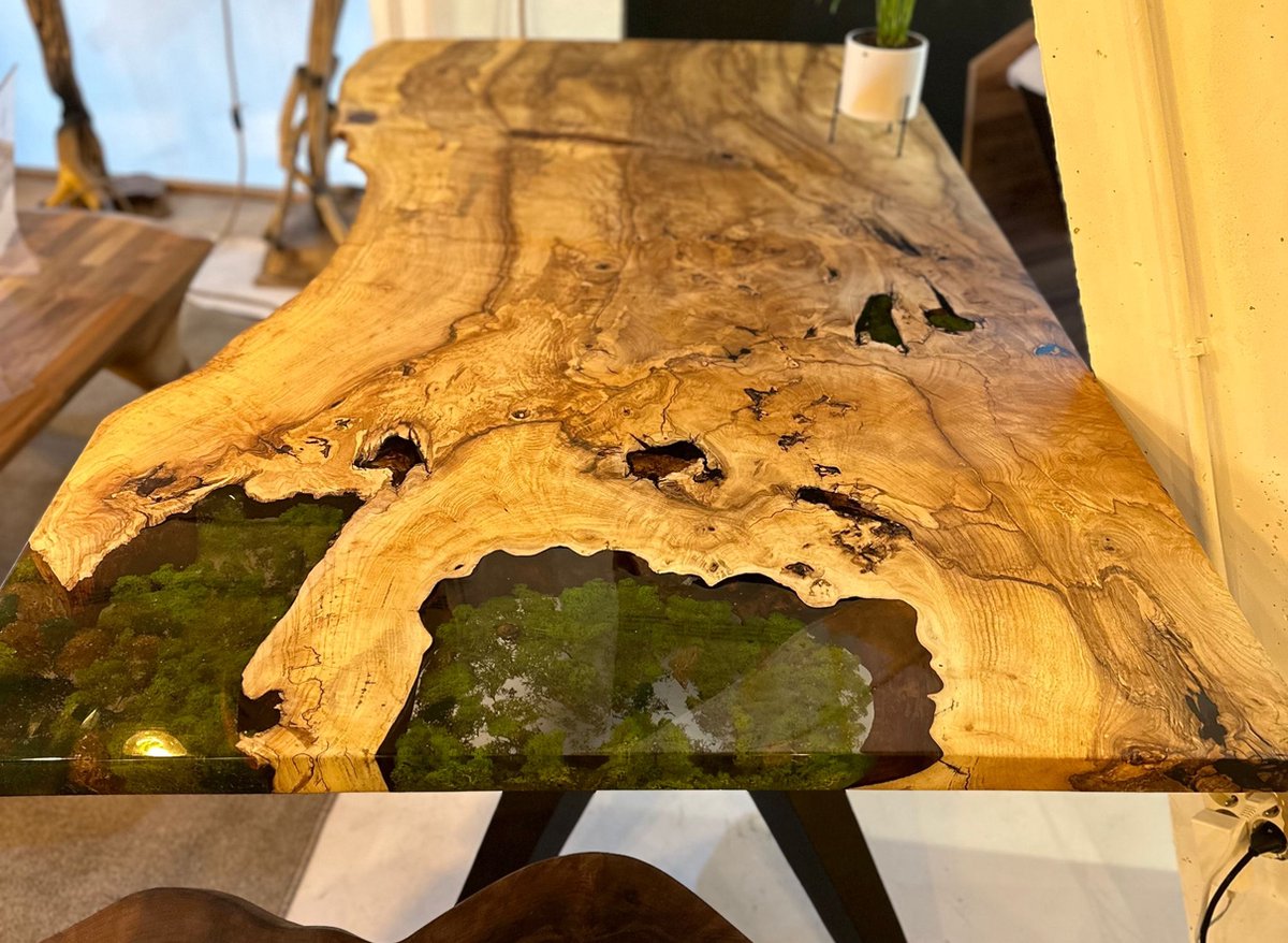 Arka Woods - Essen Hout met echt Mos Eettafel - Carla