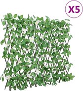 vidaXL - Kunstplant - klimop - op - latwerk - 5 - st - uittrekbaar - 186x30 - cm - groen