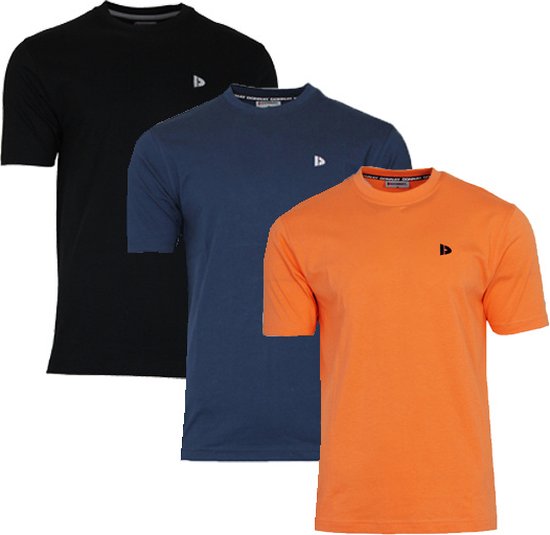 3-Pack Donnay T-shirt (599008) - Sportshirt - Heren - Black/Navy/Apricot Orange (554) - maat 3XL