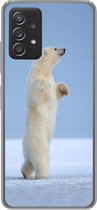 Geschikt voor Samsung Galaxy A33 5G hoesje - IJsbeer - Grappig - Sneeuw - Kinderen - Jongens - Meisjes - Kind - Siliconen Telefoonhoesje