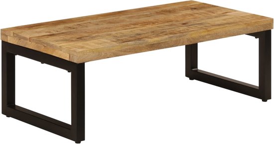 vidaXL Table basse 110x50x35 cm bois de manguier massif et acier