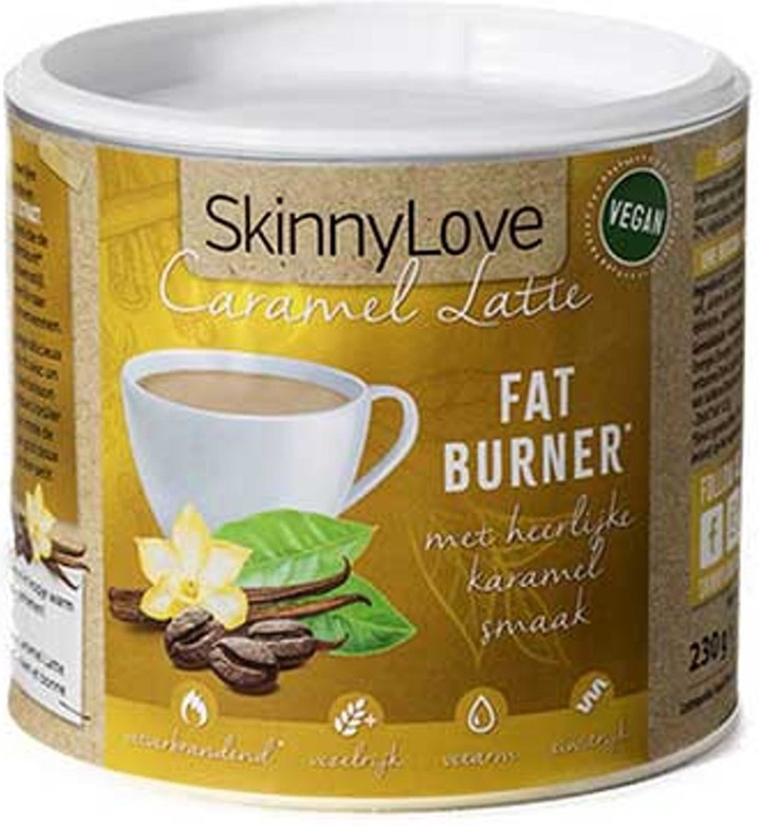Goedkoopste Skinnylove - Caramel Latte Koffie - Double Fat Burner - Buikvetverbrander - Oploskoffie - Afslankkoffie