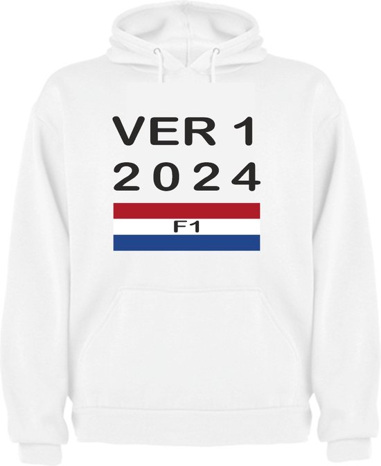 Witte HOODIE UNISEX Max Verstappen 2024 Formule 1 Oranje Fan - Maat 2xlarge