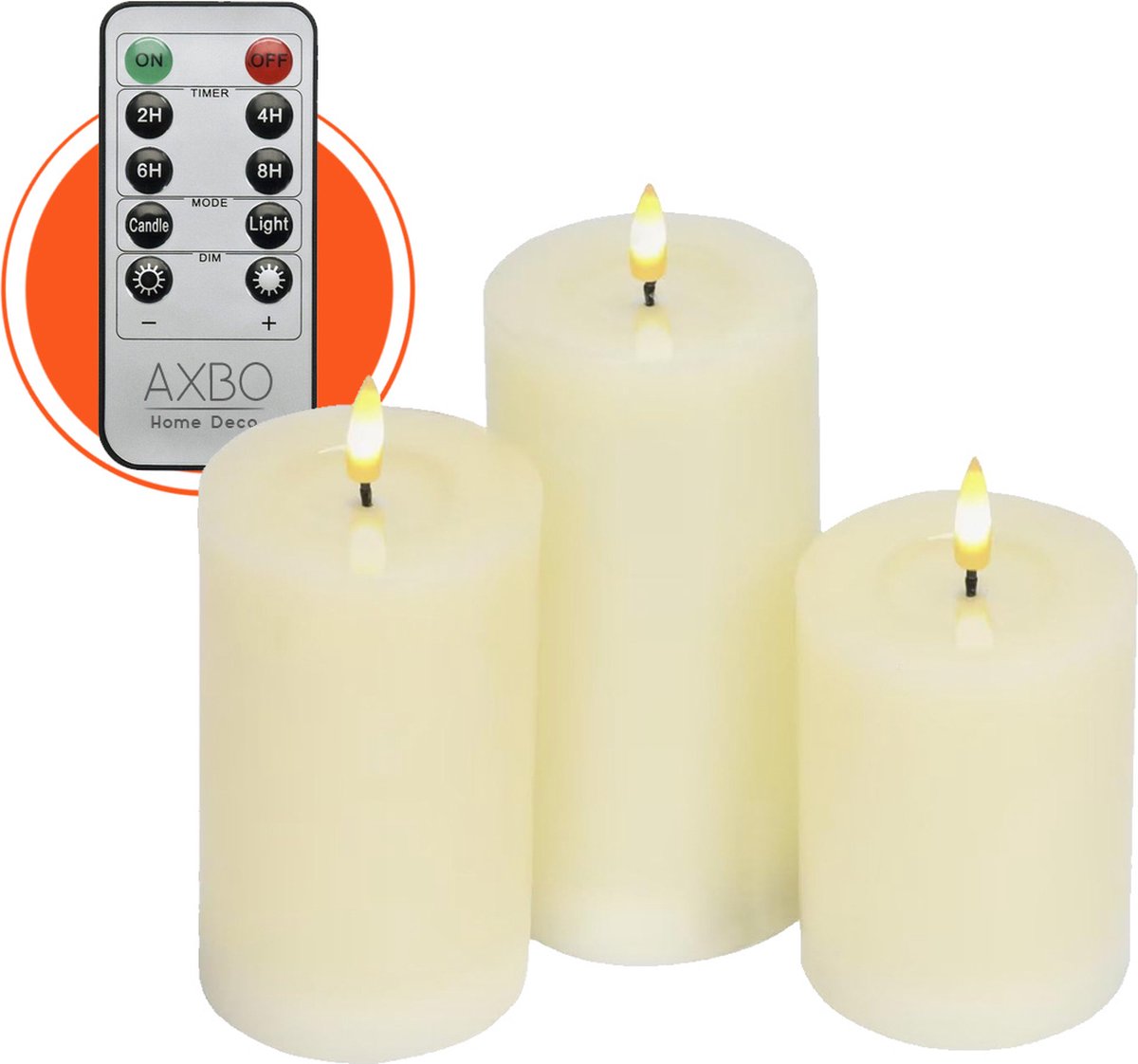 Led kaarsen set van 3 - Echte Wax - 3D vlam - Afstandsbediening - Vlamloze veilige kaars - batterij - Brandveilig - Flameless candle - Kindveilig - Realistische vlam - Decoratie - Kerst - Tijdstimer - Realistisch