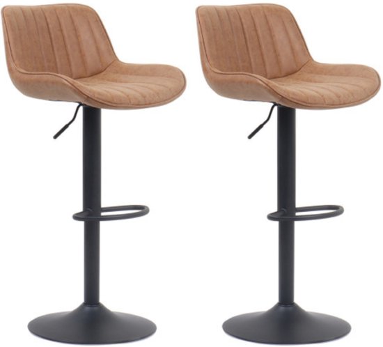 ACAZA Barkrukken - Barstoelen - Set van 2 Barstoelen - Verstelbare Barstoelen met Rugleuning - Bruin