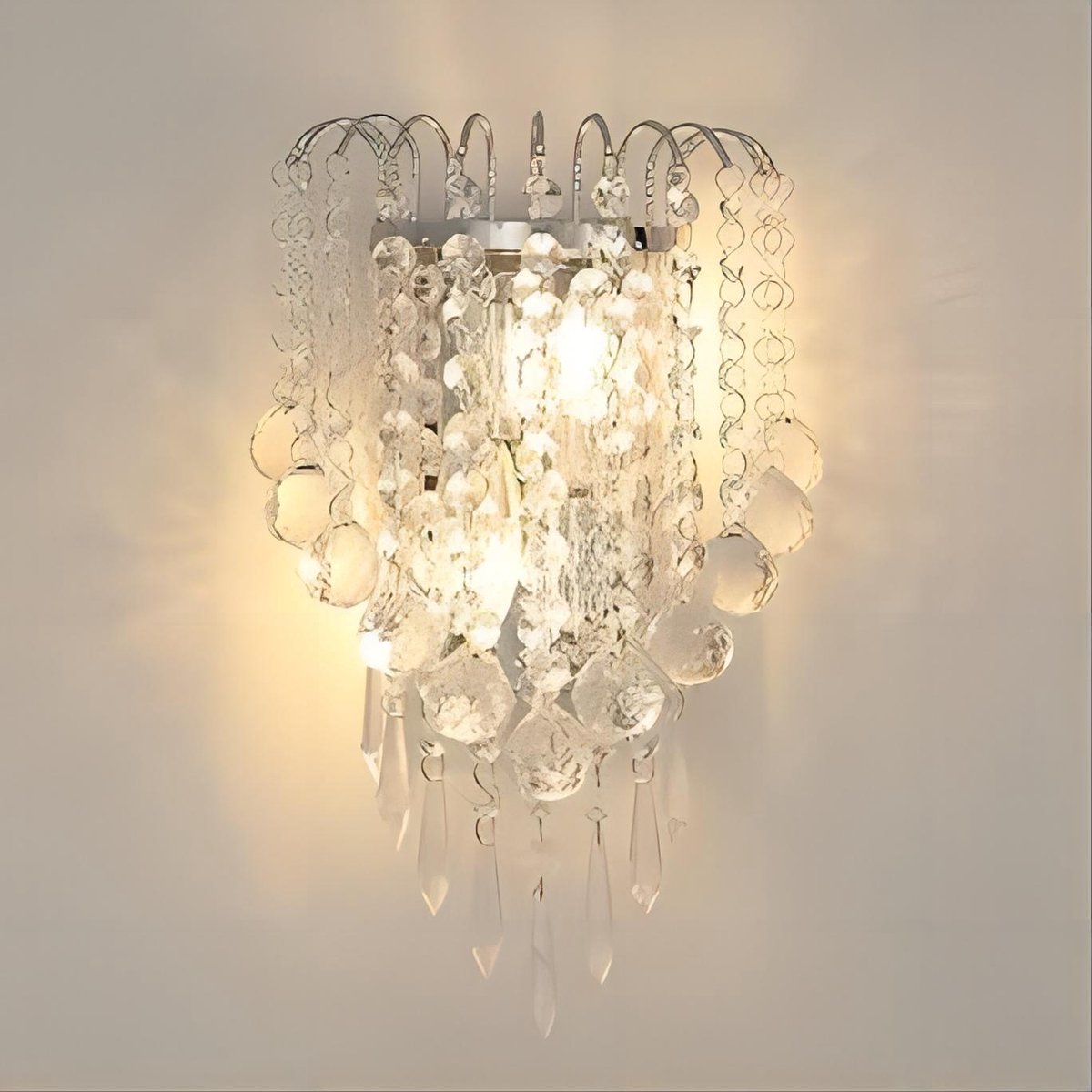 Goeco Wandlamp - 30cm - Medium - E14*2 - Kristallen Binnenwandlamp - Zonder Lampen