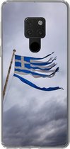 Geschikt voor Huawei P40 Lite hoesje - Versnipperde Griekse vlag waait in een sterke wind - Siliconen Telefoonhoesje