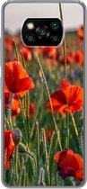 Geschikt voor Xiaomi Poco X3 Pro hoesje - Bloemen - Klaprozen - Natuur - Rood - Siliconen Telefoonhoesje