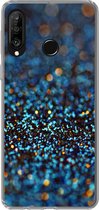 Geschikt voor Huawei P30 Lite hoesje - Glitter - Blauw - Abstract - Design - Siliconen Telefoonhoesje