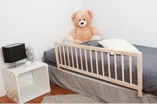 NIDALYS Barrière de lit Bois - Blanc - 90 cm - Norme BS - 100% PEFC