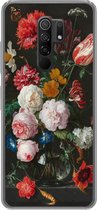 Geschikt voor Xiaomi Redmi 9 hoesje - Stilleven met bloemen in een glazen vaas - Schilderij van Jan Davidsz. de Heem - Siliconen Telefoonhoesje