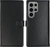 Selencia Hoesje Geschikt voor Samsung Galaxy S24 Ultra Hoesje Met Pasjeshouder - Selencia Echt Lederen Bookcase - Zwart