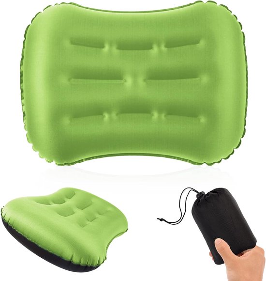 Inflatable Camping Pillow - Compact Travel Pillow With Fabric Feel For Hiking & Backpacking