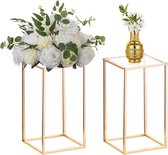 2 stuks metalen bloemenbodemvaas bloemenstandaard geometrische middenstukken vaas voor tafels, 40 cm hoog, gouden bloemenhouder voor thuis, party, bruiloft, decoratie
