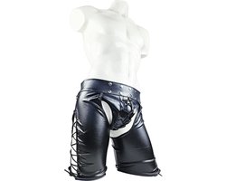 BamBella ® Nep Leer broek - Maat XXL - Zwart - BDSM kleding erotische onderbroek heren kleding