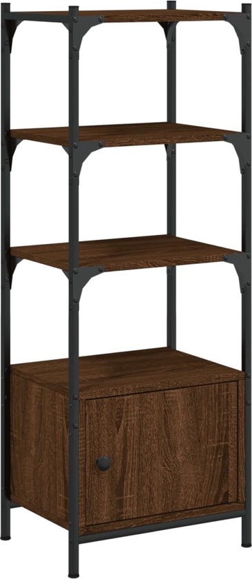 vidaXL - Boekenkast - 3-laags - 41x30x109,5 - cm - bewerkt - hout - bruineikenkleur