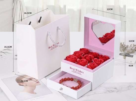 Sieradendoos met eeuwige roos - Handgemaakte Eeuwige Rozen Bloem - Cadeau Voor Haar - Valentijnsdag - Moederdag - Gift - Cadeau - ILFAshopping