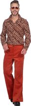 Wilbers & Wilbers - Hippie Kostuum - 70s Blouse George Man - Bruin - Small - Carnavalskleding - Verkleedkleding