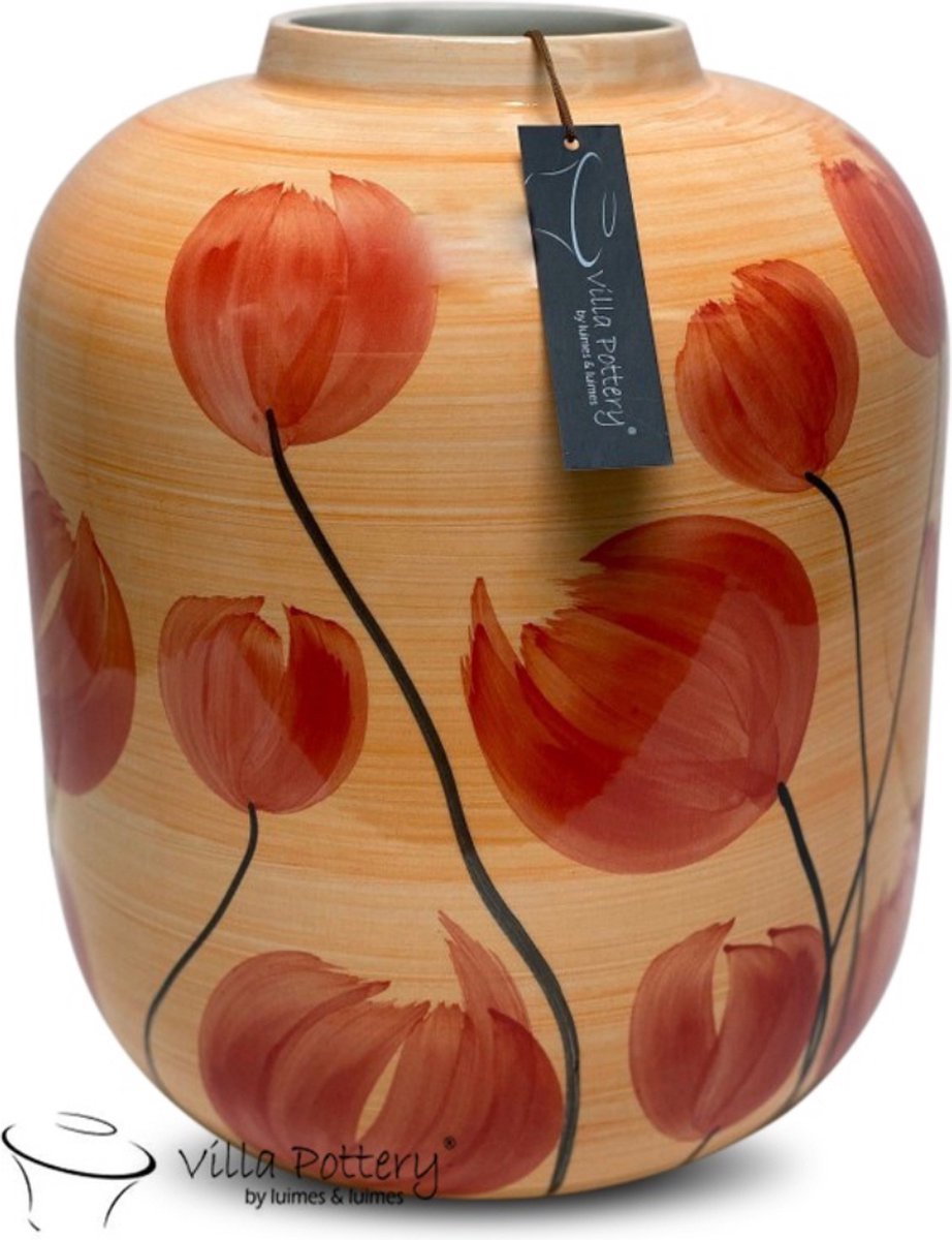 Irishflowers Vaas - Villa Pottery - Keramiek - Decoratie - Voorjaar - Lentedecoratie - Woondecoratie - Francis 4 Orange/Red Rood
