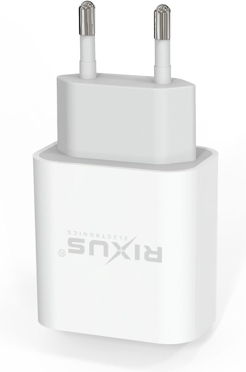 Rixus - Adapter naar USB-C - 20W - snellader voor iphone 12, 13, 14, ipad, samsung, huawei en meer - Wit