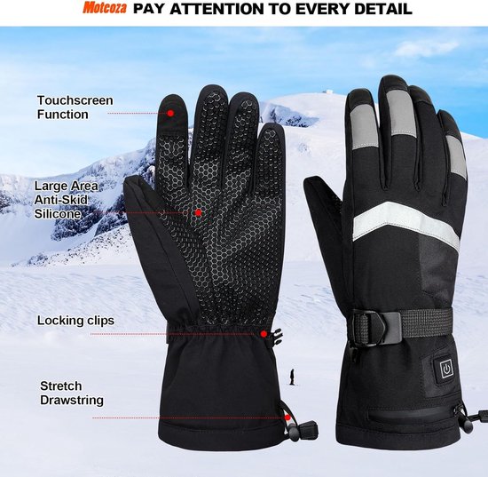 Verwarmde winter handschoenen Maat M Accu 4000 mAh Zwart Dames en heren bol