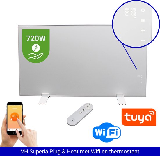 VH Infrarood paneel Superia - 60 x 120 cm - 720W - Wifi functie - Thermostaat - Incl. afstandsbediening - Wandmontage & Vrijstaand