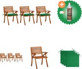 vidaXL Chaises de jardin 3 pcs avec coussins Chaise de jardin en bois d'acacia massif avec nettoyant et assainisseur pour bois