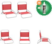 vidaXL Strandstoelen 2 st inklapbaar stof rood Tuinstoel Inclusief Reiniger