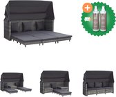 vidaXL Canapé-lit avec baldaquin 3 places extensible en polyrotin Gris Canapé de salon avec kit d'entretien