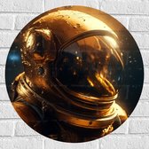 Muursticker Cirkel - Astronaut - Pak - Goud - 60x60 cm Foto op Muursticker