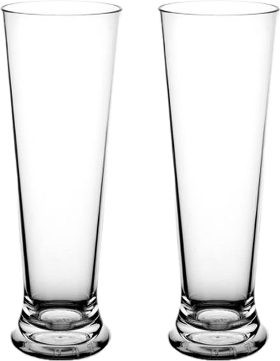 RBDRINKS Bierglazen Op Voet - Plastic Bierglazen - Kunststof Bierglazen - Kunststof Glazen - Plastic Glazen - 25cl - Transparant - 2 Stuks