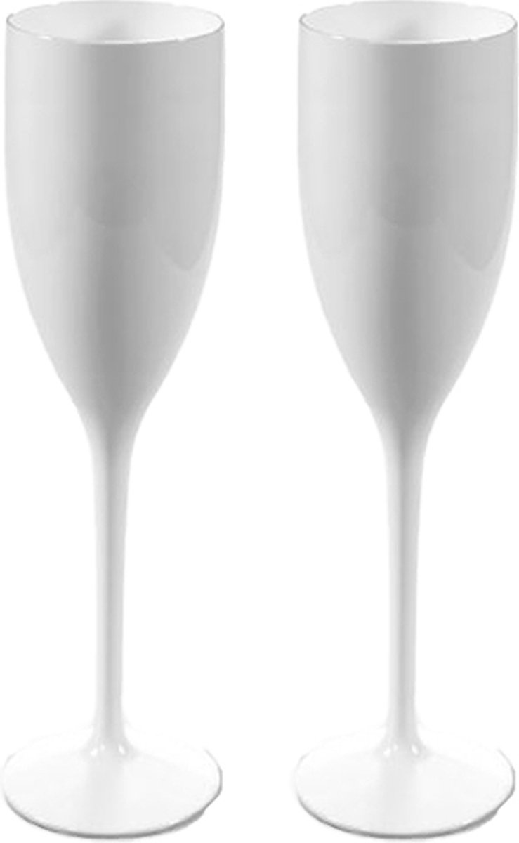 RBDRINKS Champagneglazen - Champagneglazen Plastic - Kunststof Champagneglazen - Kunststof Glazen - Plastic Glazen - 15cl - Wit - 2 Stuks
