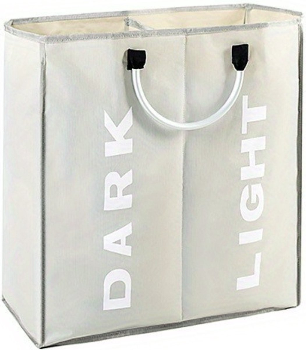 Goedkoopste Nivard Wassorteerder - Wasmand 2 Vakken - Laundry Basket - Wassorteerder Op Wieltjes - Bag - Lichtgrijs
