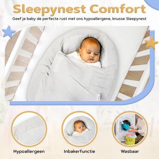 Mimmti Sleepynest relaxhoes voor voedingskussen Grijs - voedingskussen hoes - sluitbare relaxhoes voor baby's - inbakerfunctie - voedingshoezen van Mimmti — afbeelding 3