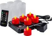 Bougies LED rechargeables rouges - étanches - avec télécommande - 6 pièces - fonction minuterie