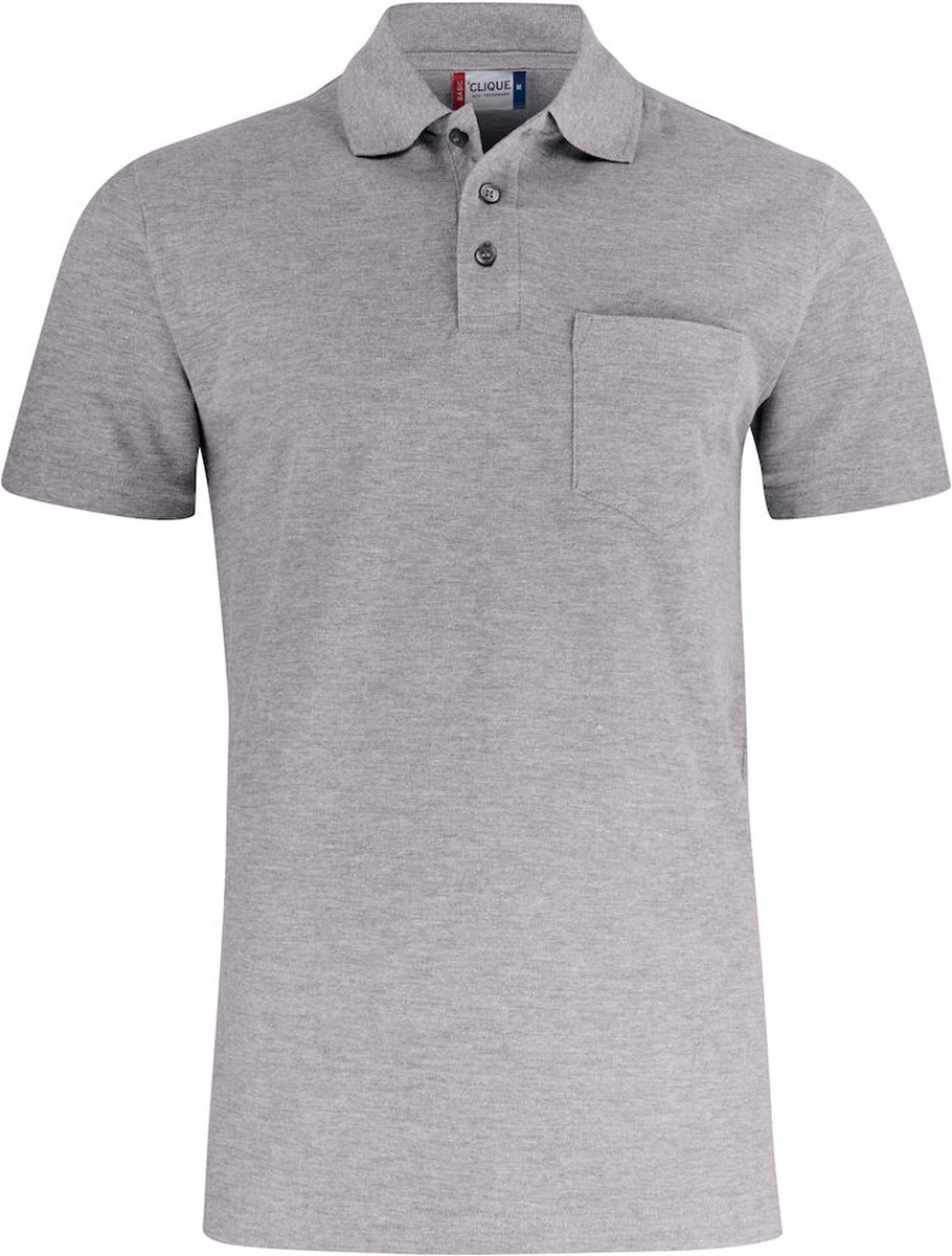 Clique Basic Polo Pocket 028255 - Grijsmelange - XXL