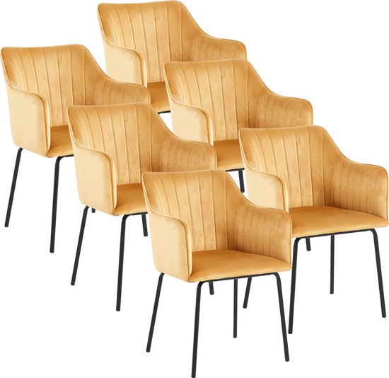 VCM 6er Esszimmerstuhl skandinavischer gepolsterter Küchenstuhl Stuhl Esszimmer Esstischtisch Armlehne Rückenlehne Valia