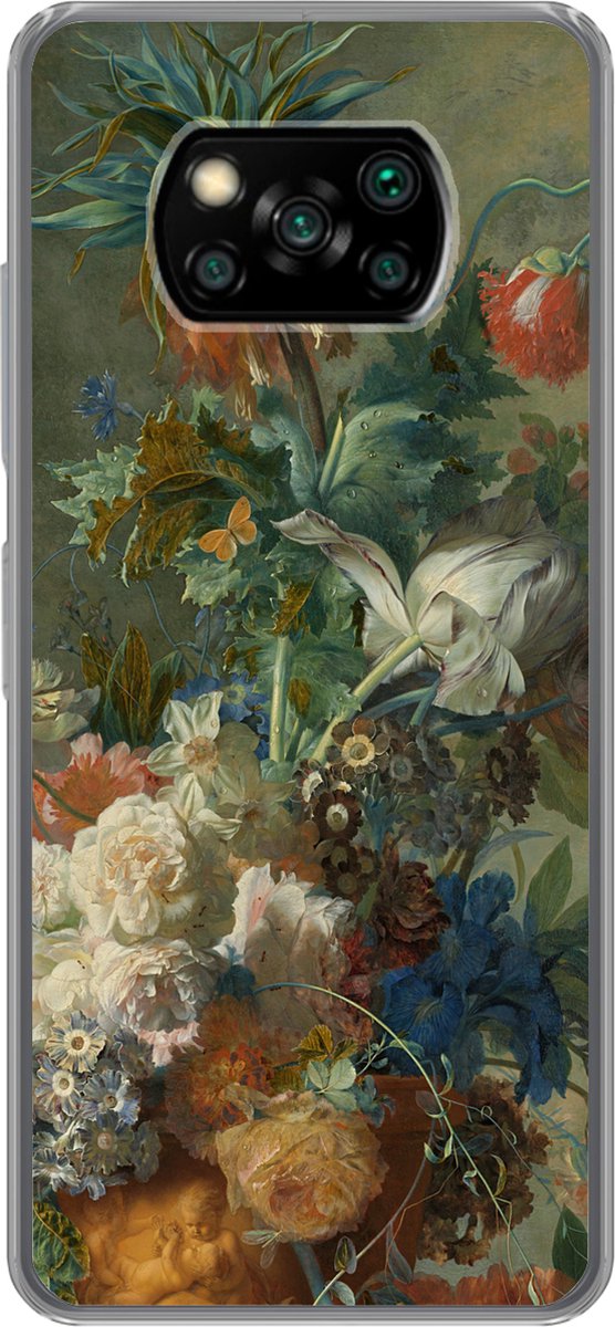 Telefoonhoesje Geschikt voor Xiaomi Geschikt voor Poco X3 NFC hoesje - Stilleven met bloemen - Schilderij van Jan van Huysum - Siliconen Telefoonhoesje Telefoonhoesje